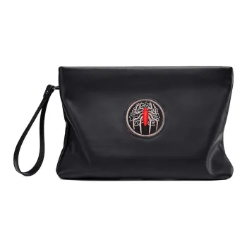 VIHUS Cow Leather Clutch Large Size Men's Black
