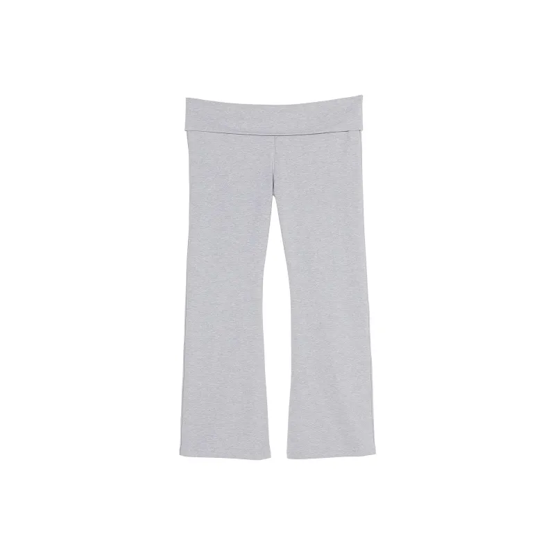 Victoria's Secret PINK All-Day Cotton Foldover Flare Leggings/HC Casual Pants Women's Hemlock Charcoal-0