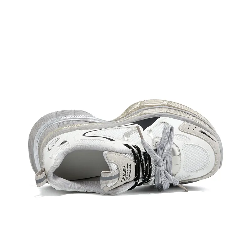 La Chapelle Wear resistant, Lightweight, Breathable, And Non slip. Low Top Chunky Sneakers Women's Gray-2
