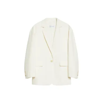 MaxMara Monica Collection Oversize Blazer In Cotton Canvas Business Suit Women's Vanilla