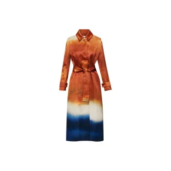 OSCAR DE LA RENTA Abstract-print Silk-satin Trench Coat