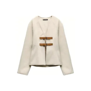 ZARA Velvet-feel Coat Women's White