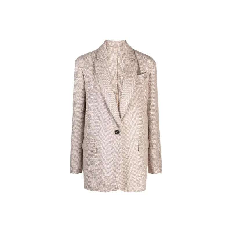 Brunello Cucinelli Herringbone pattern Single breasted Blazer-4
