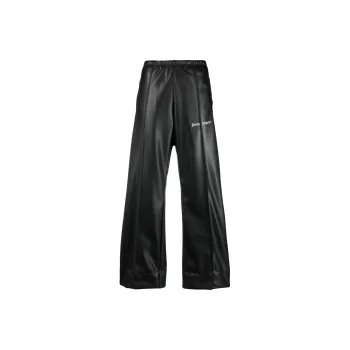 PALM ANGELS Logo print Faux leather Track Pants