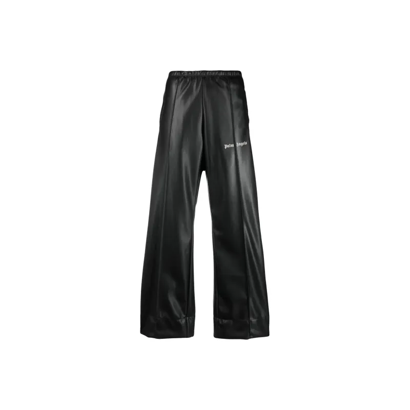 PALM ANGELS Logo print Faux leather Track Pants-0