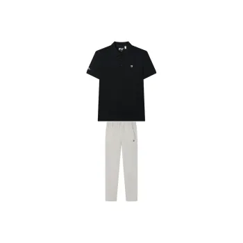 FILA Casual Sportswear Men's Jet Black Top+Volcanic Stone Gray Bottom