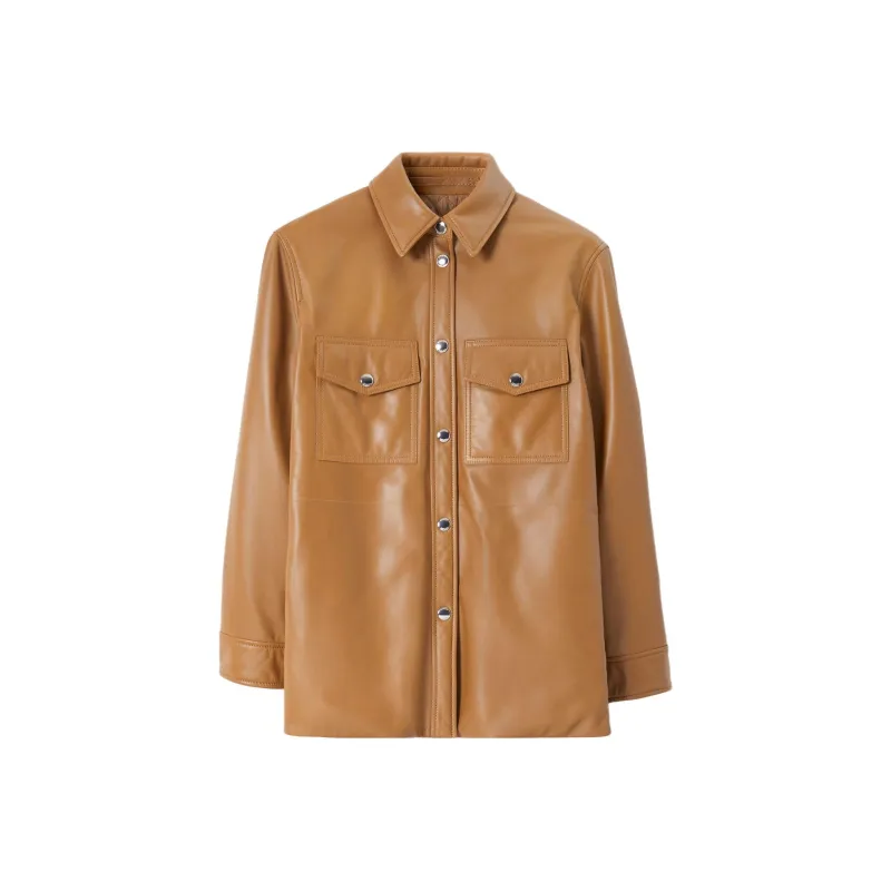 Burberry SS23 Leather Jacket Women's Brown-0