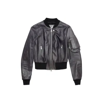 DIESEL Leather Jackets Women's Black