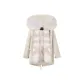 Cream White+Cream Heart Bubbles Fox Fur