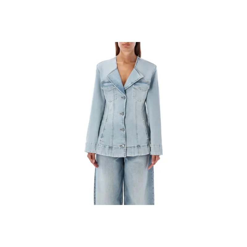 GANNI Fitted Denim Blazer-3