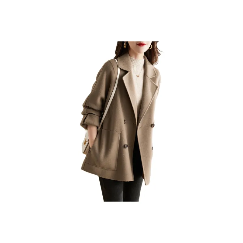 Mo Han Yi Mei Coats Women's Chocolate Camel-0
