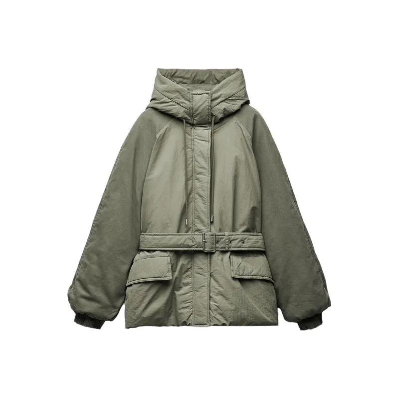 ZARA Puffer Jacket Women's Light Khaki-0