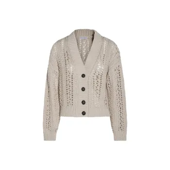 Brunello Cucinelli Long Sleeved Open Knit Cardigan