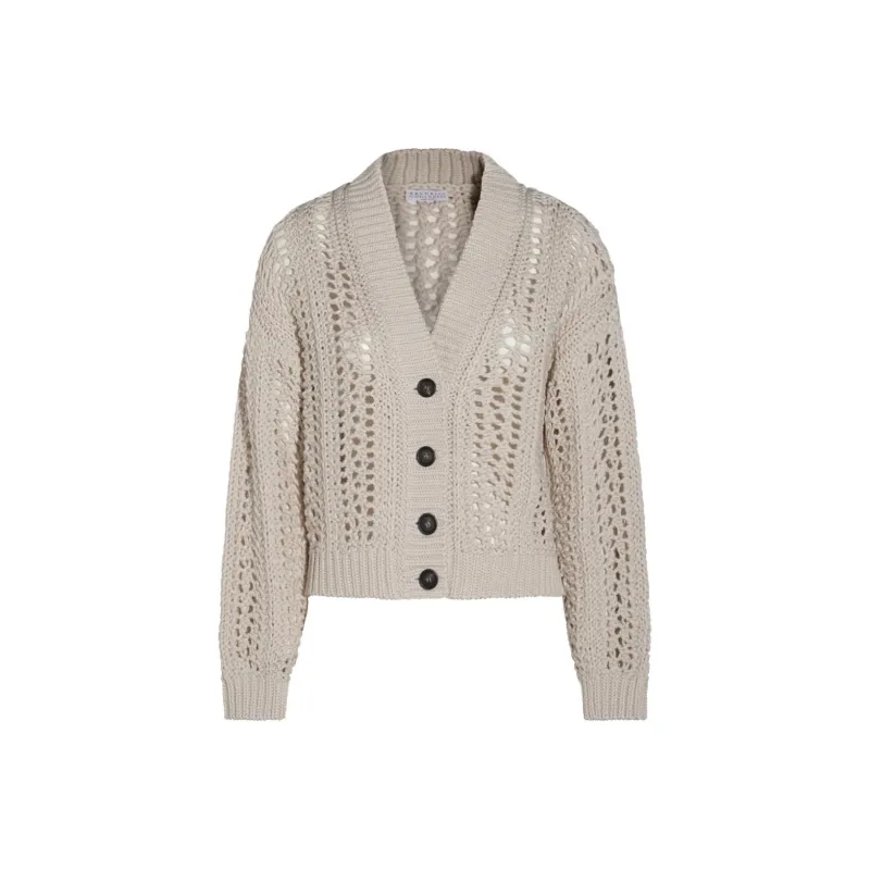 Brunello Cucinelli Long Sleeved Open Knit Cardigan-0