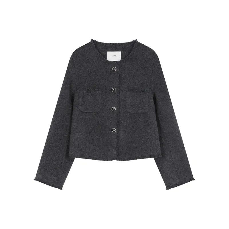 Mo Han Yi Mei Coats Women's Charcoal Gray-0
