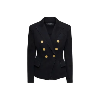 BALMAIN Button Embellished Denim Jacket 'Black'