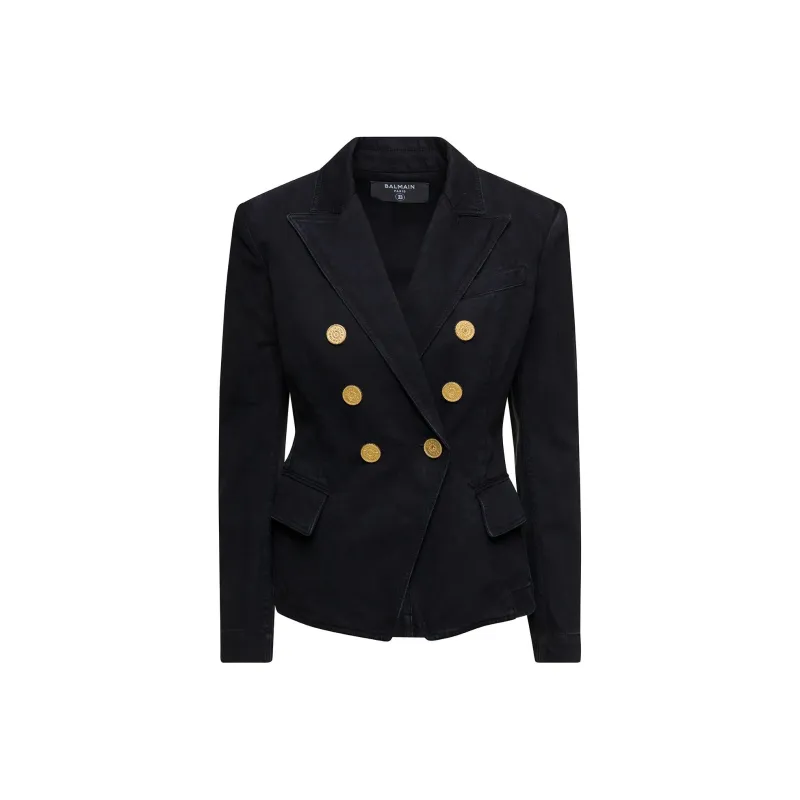 BALMAIN Button Embellished Denim Jacket 'Black'-0