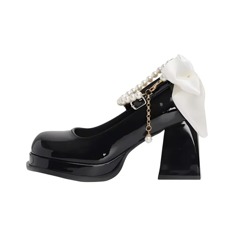 LXVB Ballet Flats Chunky Heel High Heels 9cm Women's-12