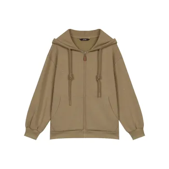 ELF SACK Silver Knitted Fabric Hoodie Coat Women's