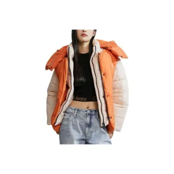 CALVIN KLEIN Puffer Jacket Women's Crane Neck Red