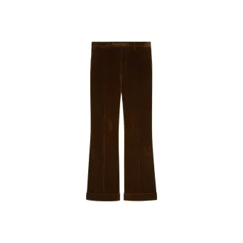 GUCCI Velvet Flared Leg Pants Brown
