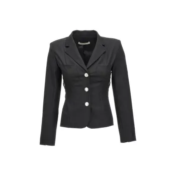 Alessandra Rich Lace Up Detailed Single Breasted Blazer