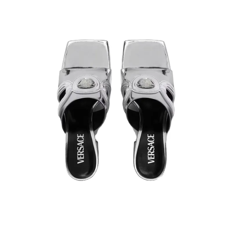 VERSACE Medusa '95 Slide Slippers 7cm Women's Silver-4