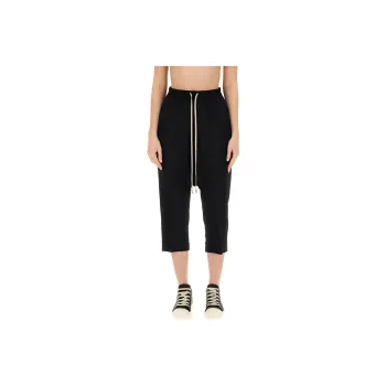 RICK OWENS Dropped Crotch Drawstring Cropped Trousers