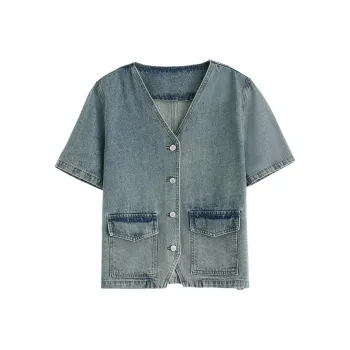 【dme】 Denim Jacket Women's Vintage Denim Blue