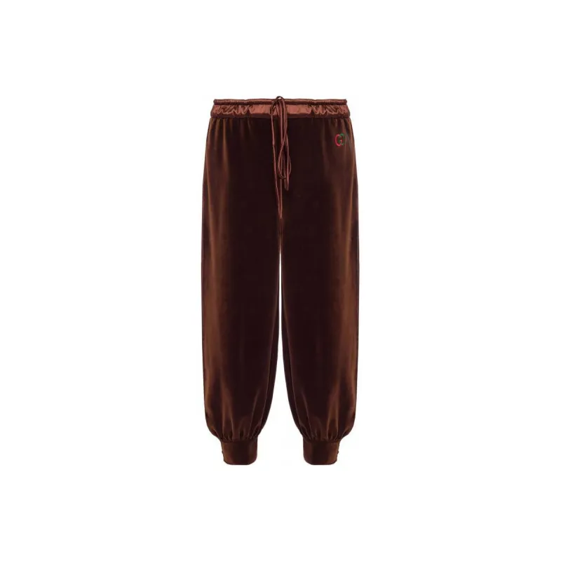 GUCCI Knitted Sports Pants Women's Brown-0