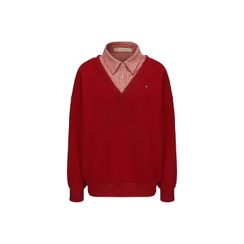 CHIWAWAMEME Sweatshirt Women's Red Stripes