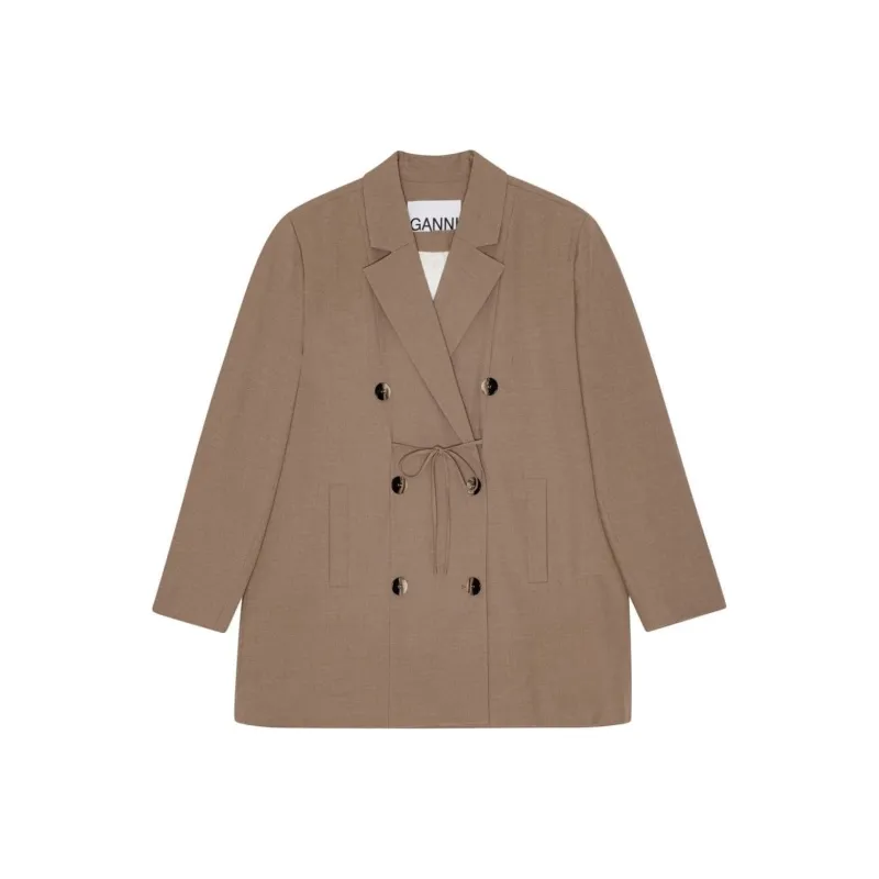 GANNI Double Breasted Oversized Blazer-0