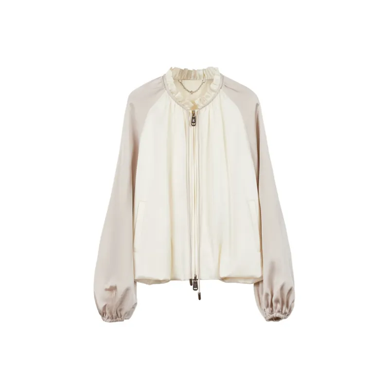 NancyCavally Cropped Coats Women's Beige & Gray-0