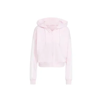 Adidas Essentials 3 Stripes French Terry Full Zip Hoodie Clear Pink/White