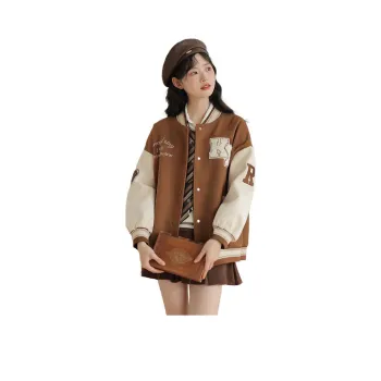 Linjou Fall 2023 Baseball Jacket Women's Caramel