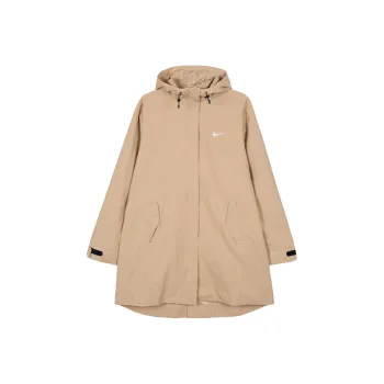 Nike Women'ss Logo Woven Parka Hooded Jacket Brown