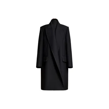 MaxMara Silva Collection Oversized Blazer Coat In Wool And Silk Cady Business Suit Women's Black