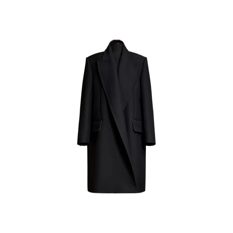 MaxMara Silva Collection Oversized Blazer Coat In Wool And Silk Cady Business Suit Women's Black-0