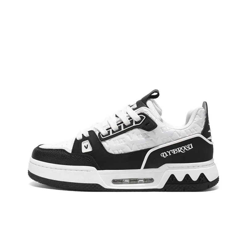 V.YERXU Air Trainer Versatile Casual Black White Anti Slip Wear Resistant Low Top Skateboard Shoes Unisex-0