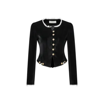 Girly Fancy Club Cropped Coats Women's Black
