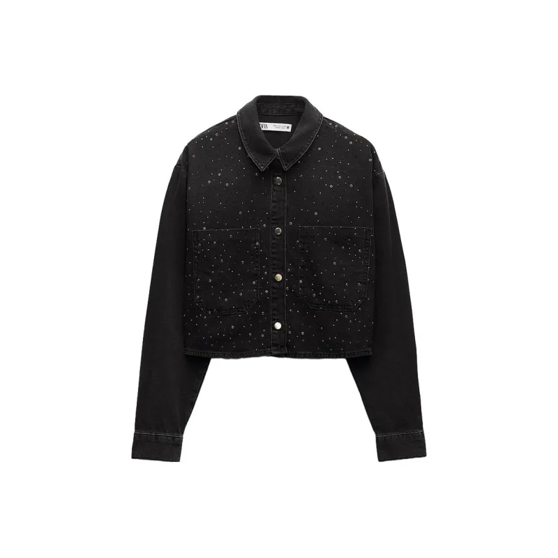ZARA Denim Jacket Women's Black-0