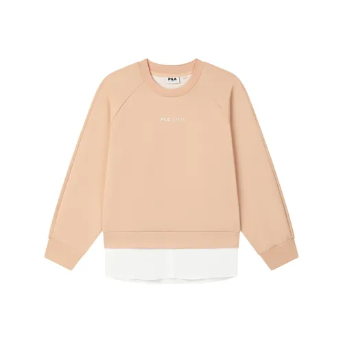 FILA Knitted Fabric Hoodies Women's Light Gray Orange