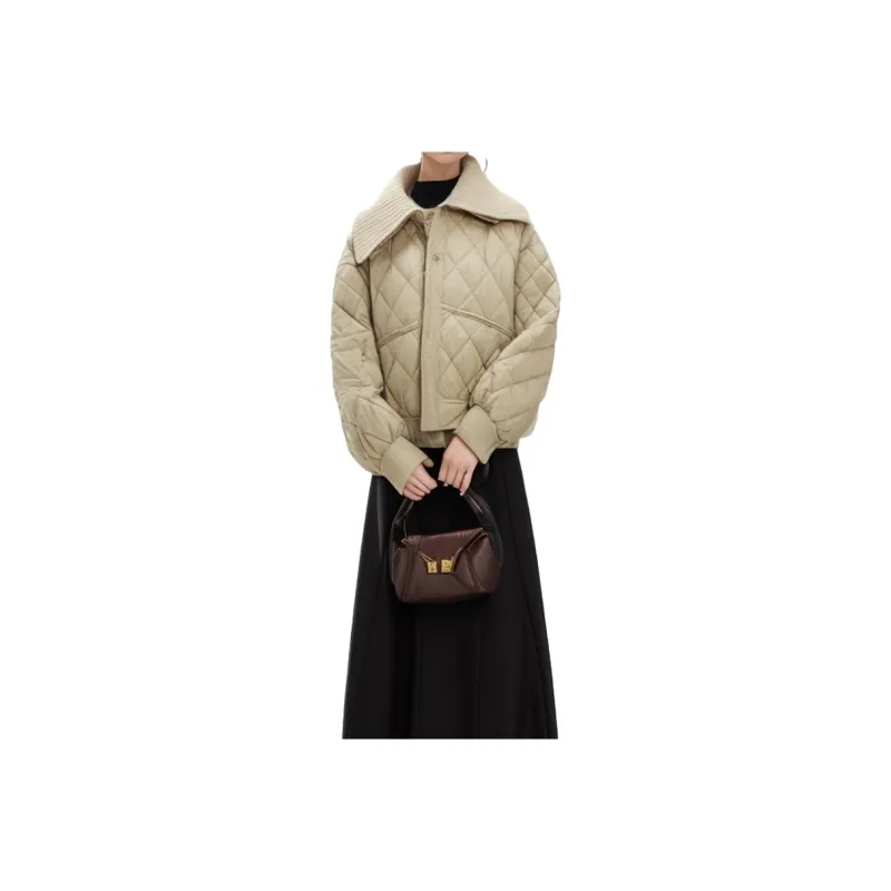 Mapping Cropped Coats Women's Khaki-0