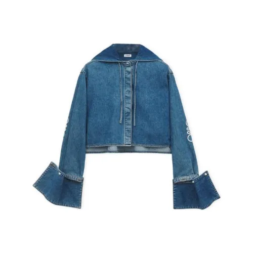 LOEWE Cropped Hooded Shirt 'Jeans Blue'