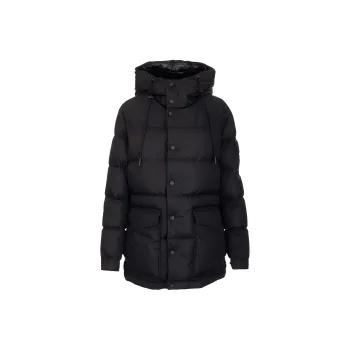 Moncler SS22 Solid Color Hooded Puffer Jacket Women's Black