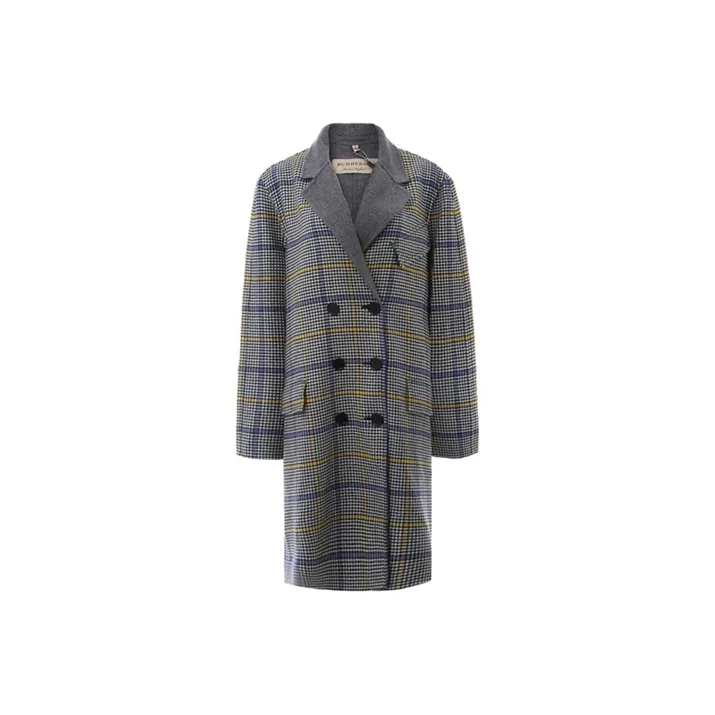 Burberry Coat Women's Gray Plaid-0