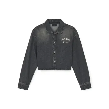 MLB Varsity New York Yankees Denim Jacket Women's Charcoal Gray