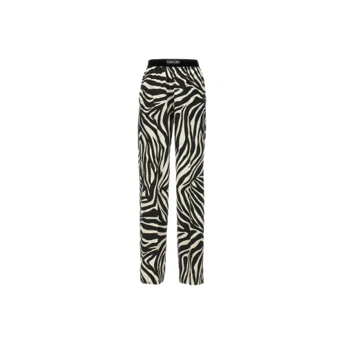 TOM FORD Zebra Printed Logo Waistband Trousers
