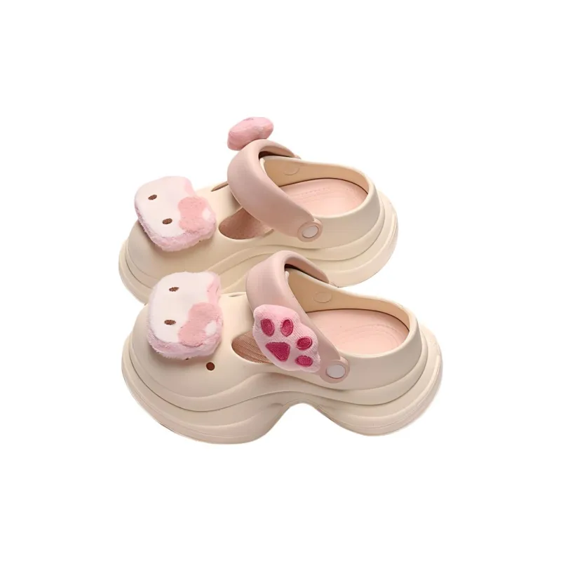 TLIT Cute Summer Slip Resistant Platform Clogs Cat Head Indoor Mary Jane Platform Slippers With Soft And Springy Feel-4