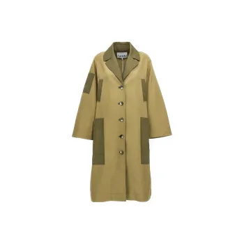 GANNI Trench Coats Women's Green